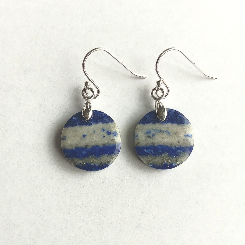 Lapis Lazuli Gemstone Earrings with 925 Sterling Silver Findings
